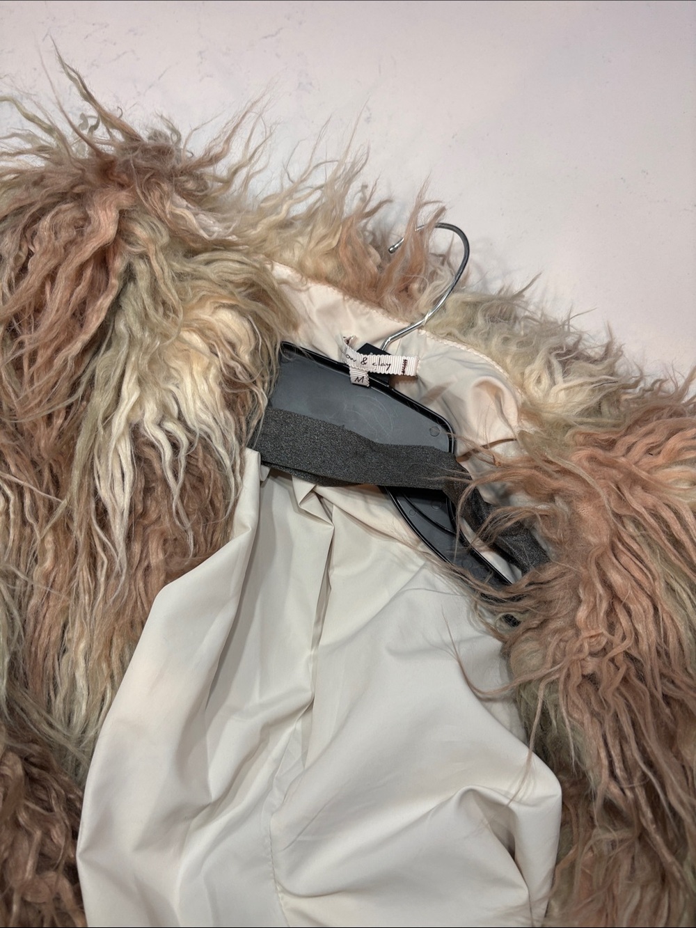 Willow & Clay Multicolor Shag Faux Fur Jacket - Tan, Cream, Brown - Picture 3 of 3